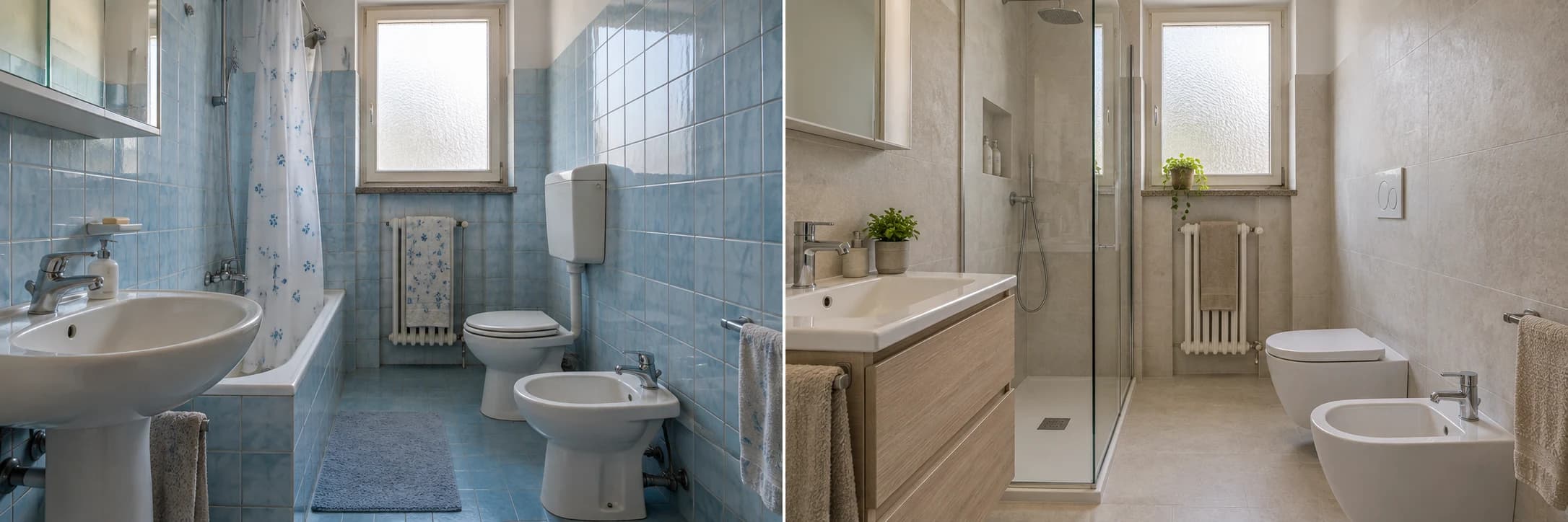 Più spazio in un piccolo bagno, prima